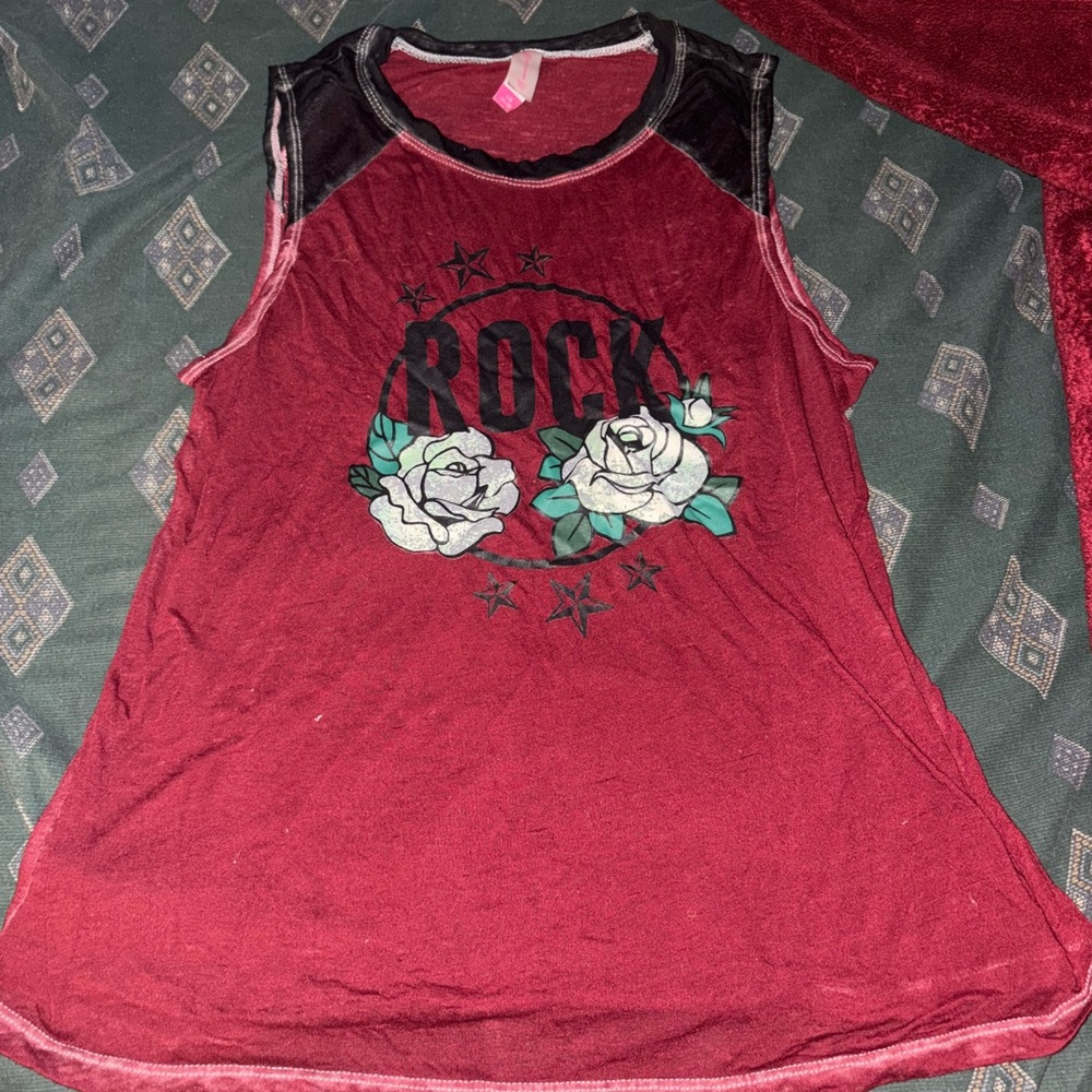 No Boundaries Red Graphic Muscle Tee